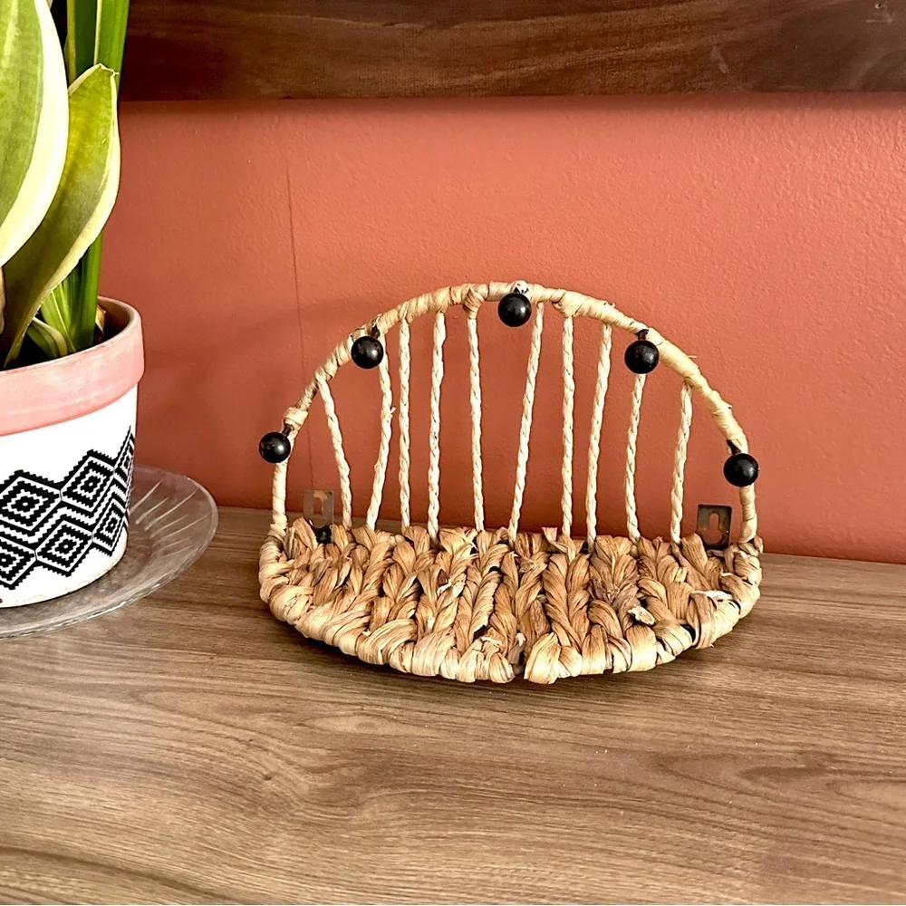 Natural Woven Half Circle Arch Wall Hanging Shelf Bohemian 9.5x5 Boho Home Decor